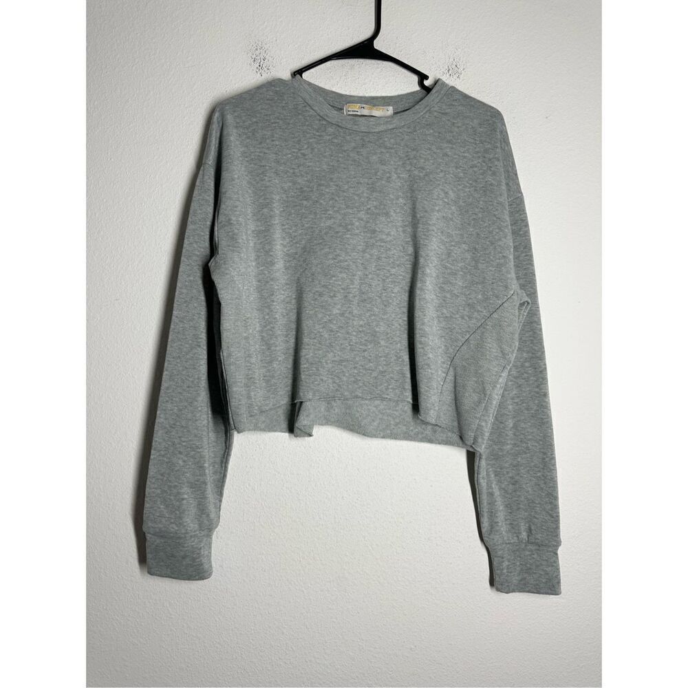 Roma Concept By Rosee Women’s Crop Sweatshirt Cotton Blend Gray Size L